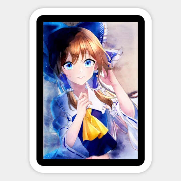 Blue Reimu Anime Watercolor Sticker by Isamu Studio